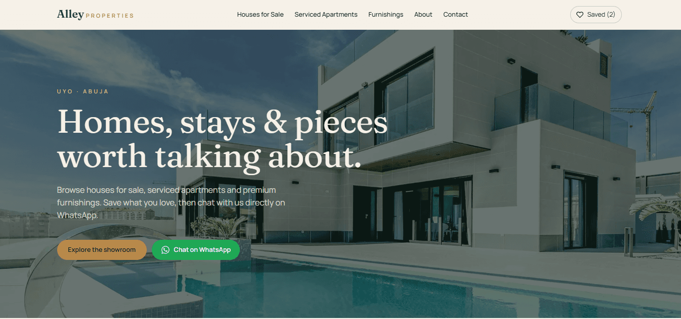 A Real Estate Showcase Concept for Alley Properties, Built to Show How Listings, Search and Admin Would Work